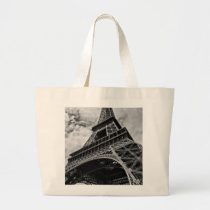 Grand Tote Bag Tour Eiffel Noir Blanc Paris Europe Voyage