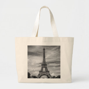 Grand Tote Bag Tour Eiffel noir et blanc Paris France
