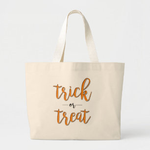 Grand Tote Bag tour ou friandise halloween orange noir simple