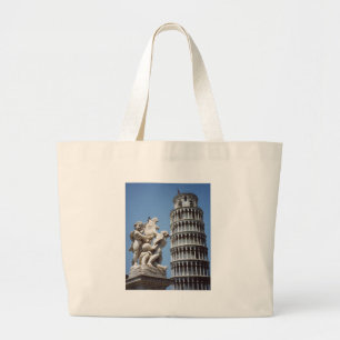 Grand Tote Bag Tour penchée de Pise avec la statue de Cherub