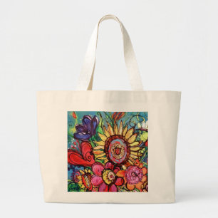 Grand Tote Bag Tournesol dans le vase rose