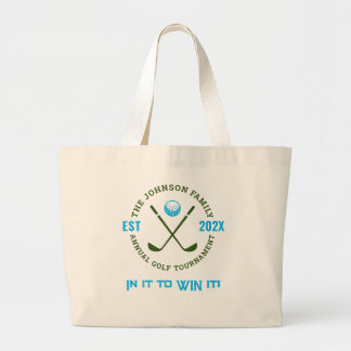 Grand Tote Bag Tournoi de golf en famille | Logo personnalisé