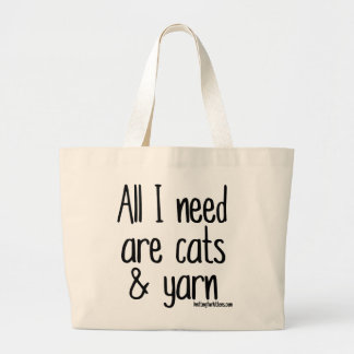 Grand Tote Bag Tous que j'ai besoin sont les chats et le fil