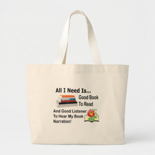 Grand Tote Bag Tout ce dont j'ai besoin est un bon livre et une b
