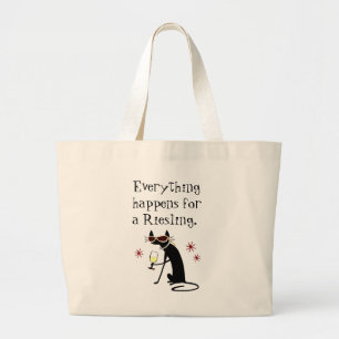 Grand Tote Bag Tout se passe pour un Riesling Wine Pun