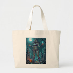 Grand Tote Bag Traite d'Halloween ou ami Zombie w Cerveau