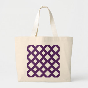 Grand Tote Bag Treillis violet sur fond blanc