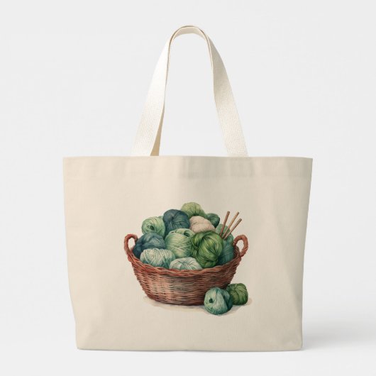 Grand Tote Bag Tricot Yarn personnalisé Fourre-tout sacKnitter ca (Dos)
