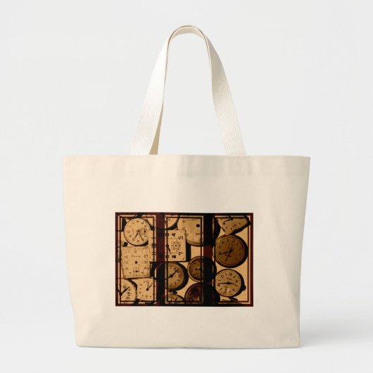 Grand Tote Bag Triptyque de vieille montre (Devant)