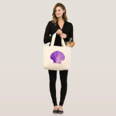 Grand Tote Bag Tropical Moonlight Purple Shell (Devant (modèle))