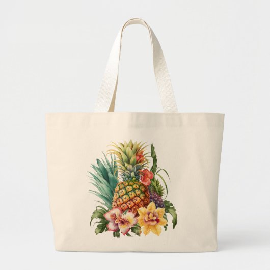 Grand Tote Bag Tropical Pineapple Fruit (Devant)