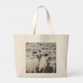 Grand Tote Bag Troupeau de moutons blancs et noirs (Dos)