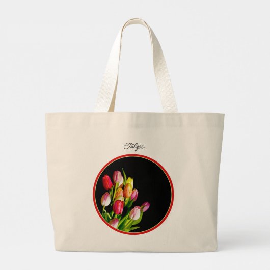 Grand Tote Bag Tulip Bouquet Peinture Art Jardin original (Dos)