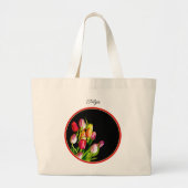 Grand Tote Bag Tulip Bouquet Peinture Art Jardin original (Devant)
