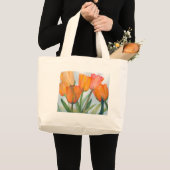 Grand Tote Bag Tulipes d'agrumes orange (Devant (produit))
