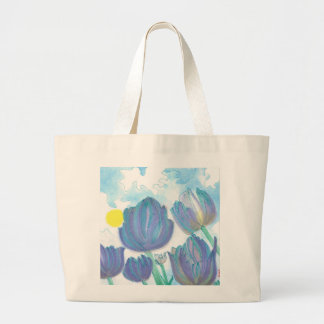 Grand Tote Bag Tulipes dans l'aquarelle solaire