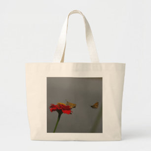 Grand Tote Bag Tumeaux et Zinnia rouge