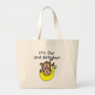 Grand Tote Bag Twins Monkey Boy and Girl 2e anniversaire