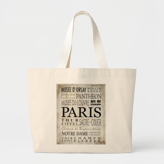 Grand Tote Bag Typographie de Paris - style de souterrain (Devant)