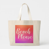 Grand Tote Bag Typographie de plage Orange Rose Ombre (Dos)