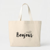 Grand Tote Bag Typographie de script - Bonjour (Devant)