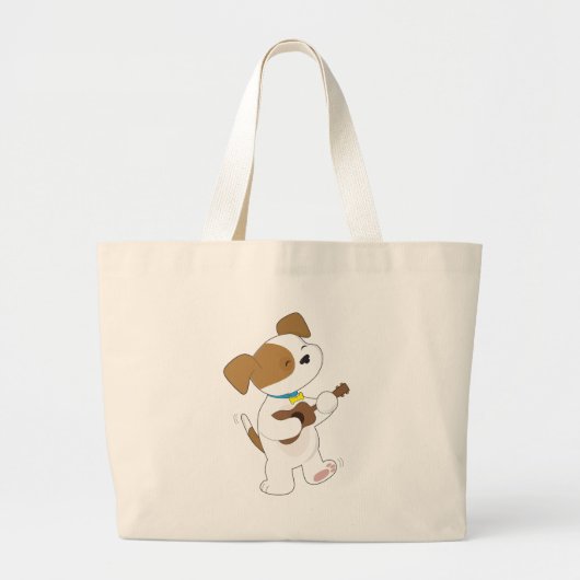 Grand Tote Bag Ukulélé mignonne de chiot (Devant)
