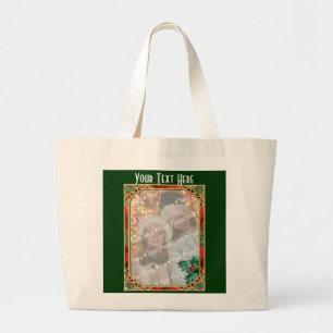 Grand Tote Bag Un cadre en verre avec Feuilles Holly