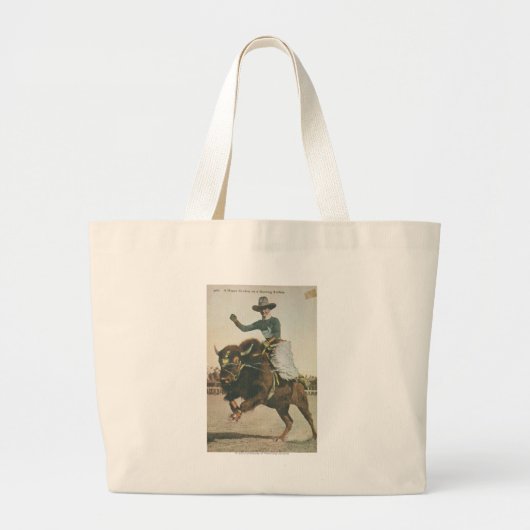 Grand Tote Bag Un cowboy heureux sur Buffalo s'opposant (Devant)