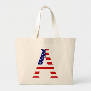 Grand Tote Bag Un monogramme superposé sur le poste du drapeau am