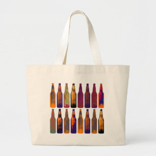 Grand Tote Bag un motif de bouteilles (bière)