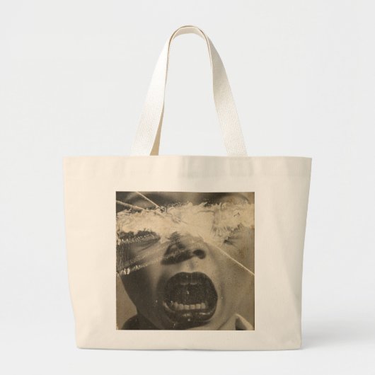 Grand Tote Bag Un visage de gosse en pleurs rétro. (Devant)