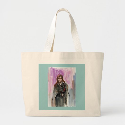 Grand Tote Bag Une fille souriante en noir (Devant)