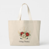 Grand Tote Bag Unicorne de Noël floral | Joyeux Noël (Dos)