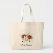 Grand Tote Bag Unicorne de Noël floral | Joyeux Noël (Devant)