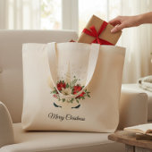 Grand Tote Bag Unicorne de Noël floral | Joyeux Noël
