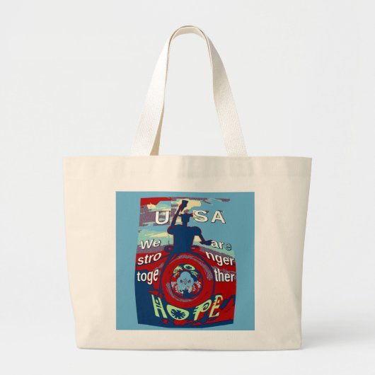 Grand Tote Bag United in Hope : Stronger Together - USA Art Print (Devant)