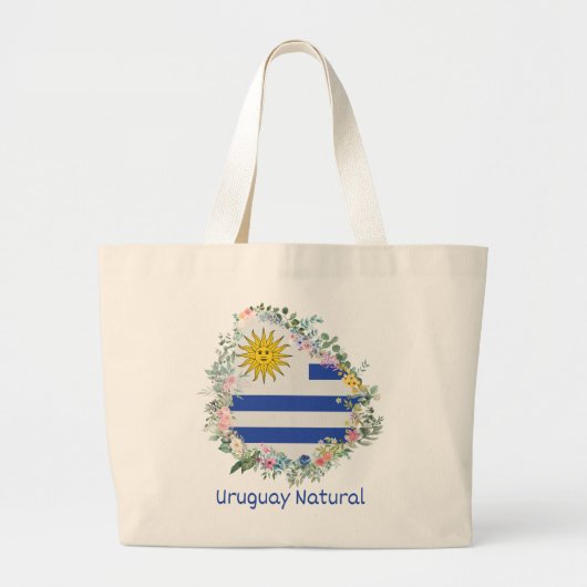 Grand Tote Bag Uruguay Natural, Drapeau, Celeste (Devant)