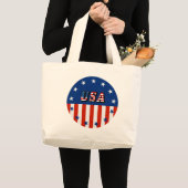 Grand Tote Bag USA - Drapeau américain et étoiles en cercle (Devant (produit))