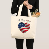 Grand Tote Bag USA Flag Heart Je t'aime (Devant (produit))
