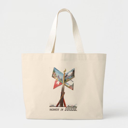 Grand Tote Bag Vacances vintages en Suisse (Devant)