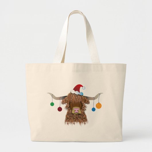 Grand Tote Bag Vache de Noël (Devant)