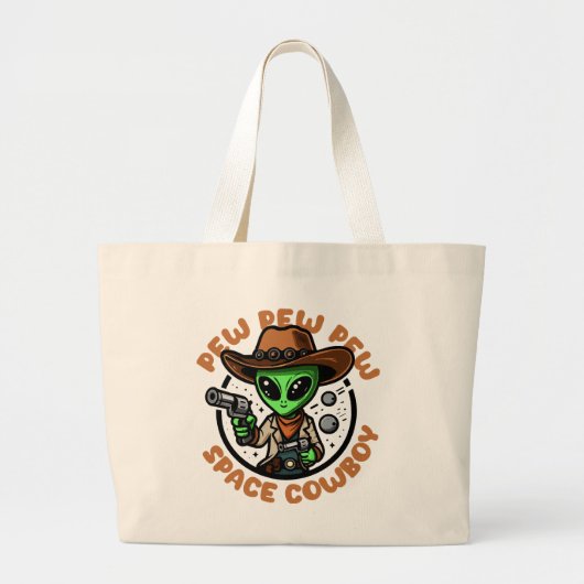 Grand Tote Bag Vacher spatial drôle alien (Devant)