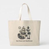 Grand Tote Bag Vague de coucher de soleil (Dos)