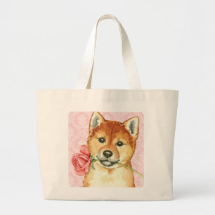Grand Tote Bag Valentine Shiba rose Inu