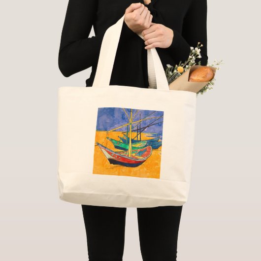 Grand Tote Bag Van Gogh Bateaux Plage impressionniste (Devant (produit))