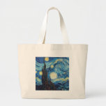 Grand Tote Bag Van Gogh Starry Classic Nuit Impressionnisme Art<br><div class="desc">Peinture de nuit étoilée - C'est le chef-d'oeuvre de Vincent Van Gogh,  The Starry Night 1889.</div>