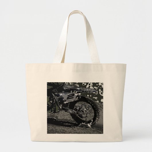 Grand Tote Bag Vélo à sec (noir et blanc) (Devant)