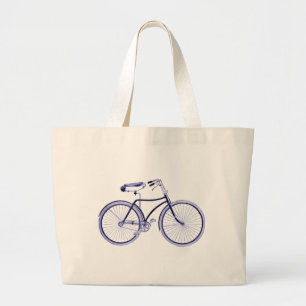 Grand Tote Bag Vélo bleu vintage