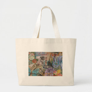 Grand Tote Bag Venise Italie Voyage Vintage Joli Art Coloré