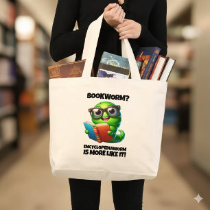 Grand Tote Bag Ver de bibliothèque drôle ? Ver d'encyclopédie est
